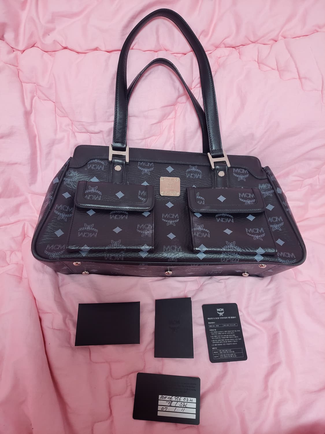 급처상태좋음!MCM엠씨엠 개런티카드내부택O 비세토스 토트백숄더핸드백가방 상품이미지1