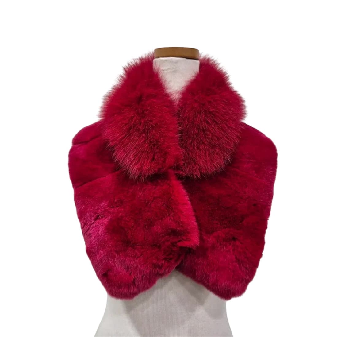 [착샷O]케네스콜 리얼 폭스퍼 여우털 퍼 머플러 목도리 버건디 상품이미지2