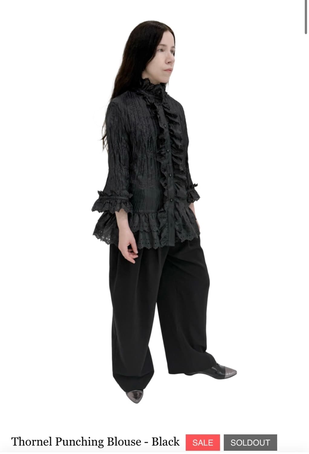 Eonts 에옹쓰 Thornel 펀칭 블라우스 블랙 상품이미지1