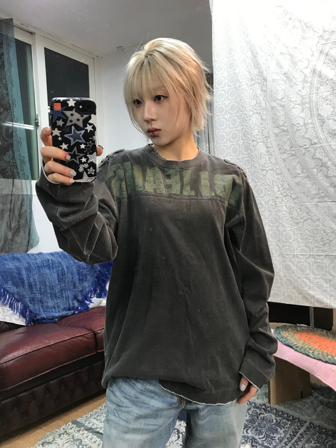 TBJ 빈티지 피그먼트 프린팅 롱슬리브  상품이미지1