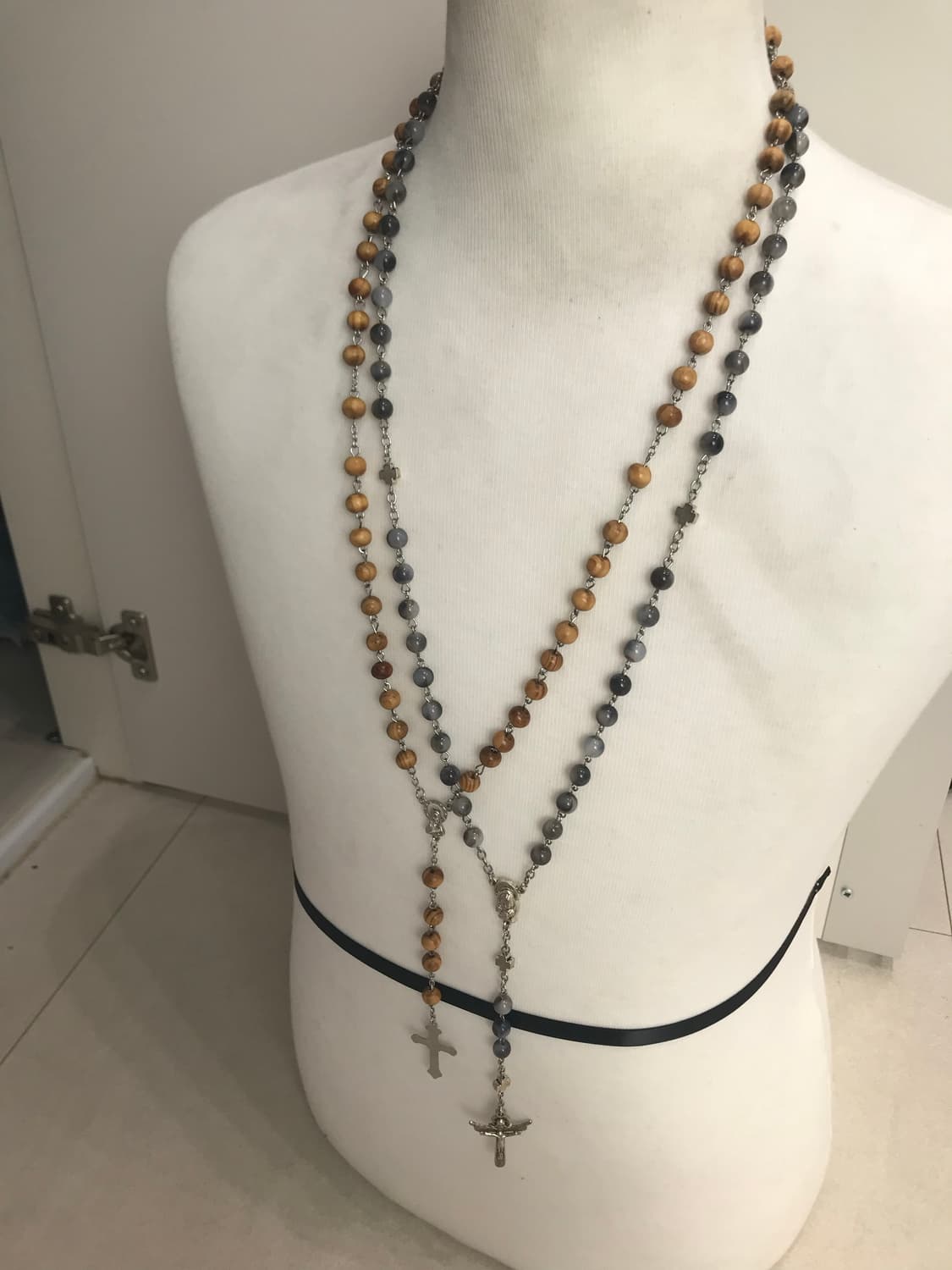 Vintage rosary cross pendant necklace 상품이미지6