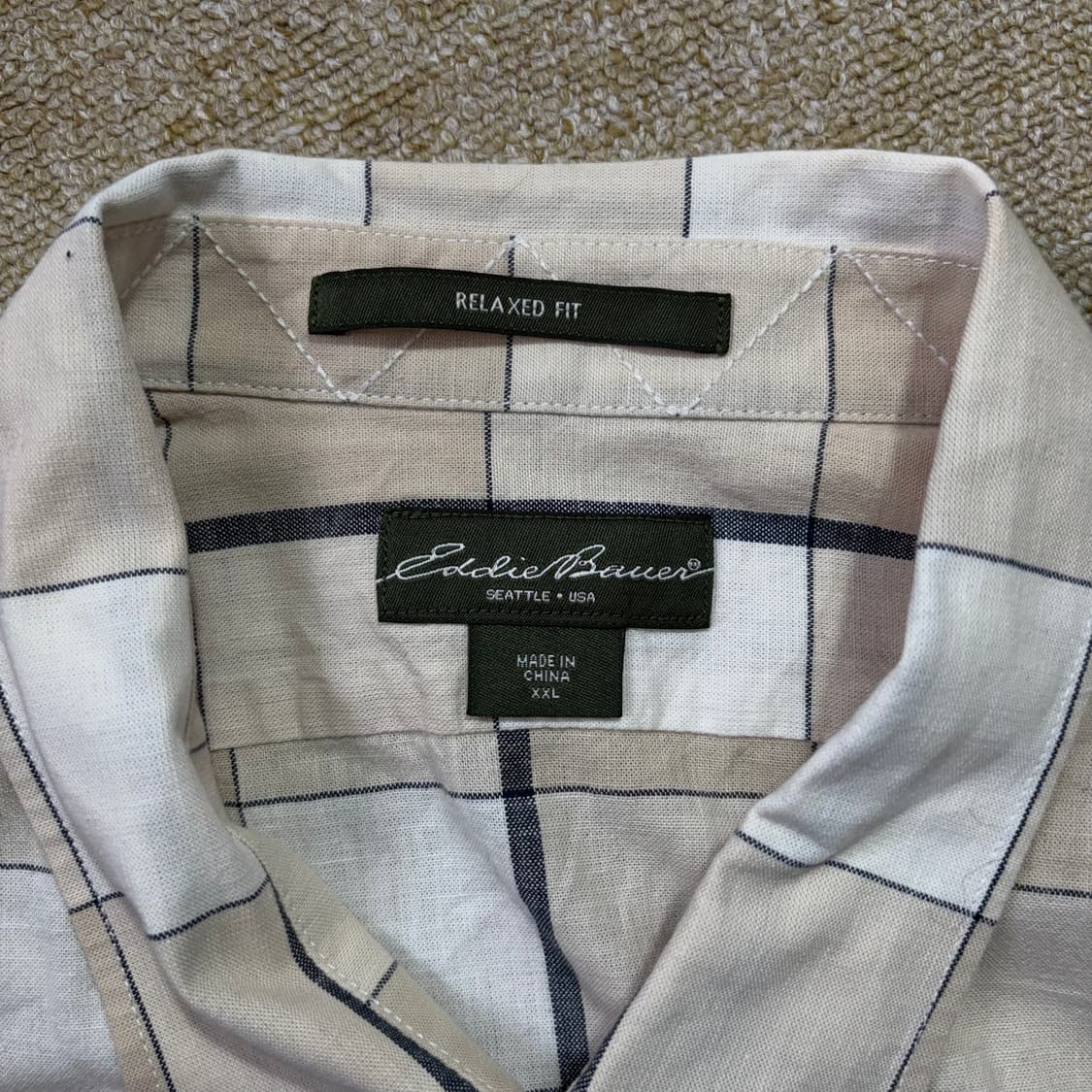 Eddie Bauer 베이지 반팔 체크 셔츠(2XL) 상품이미지4