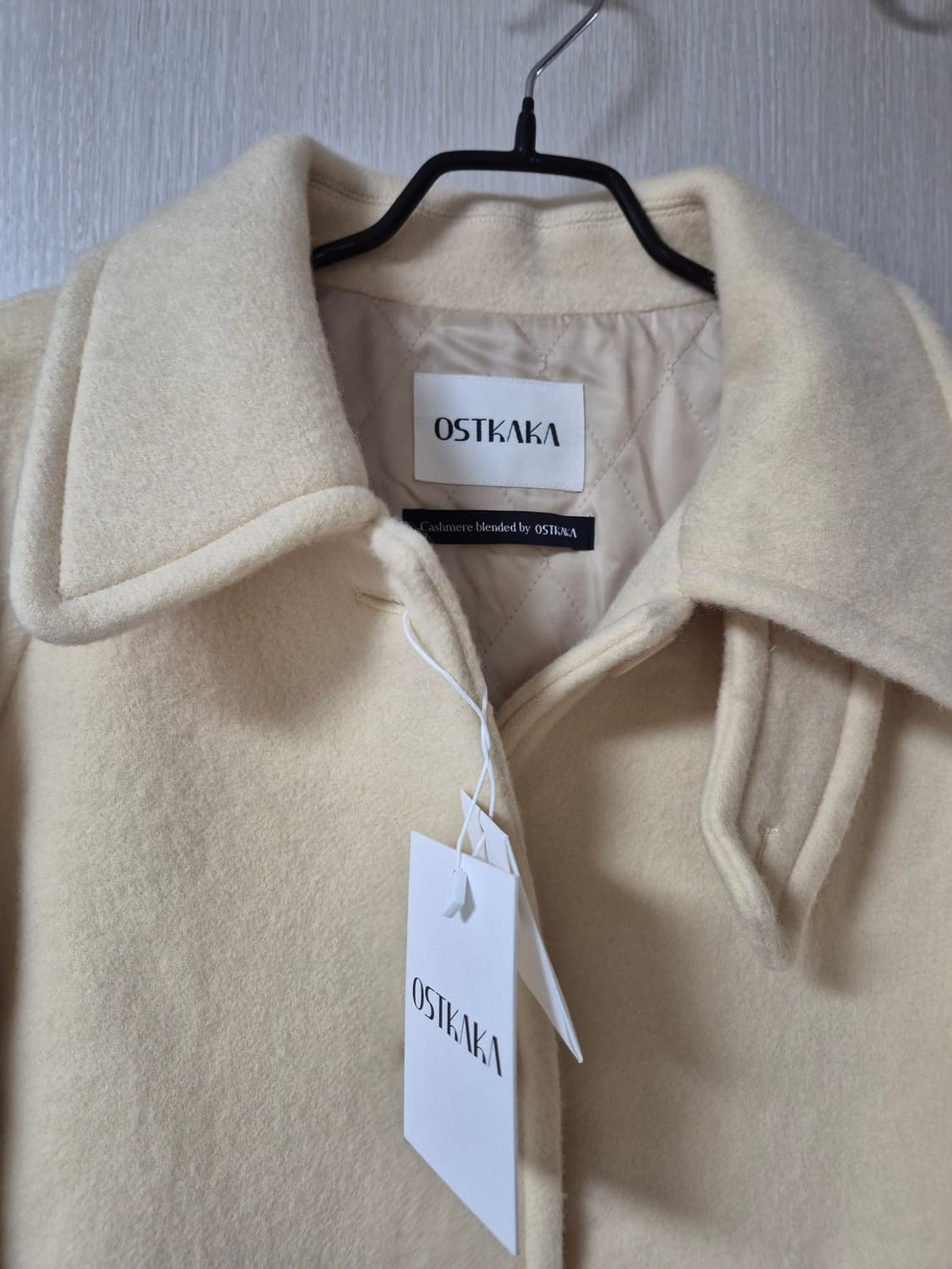 (새제품) 오스트카카 캐시미어 울 블랜드 싱글 하프 코트 버터 상품이미지6