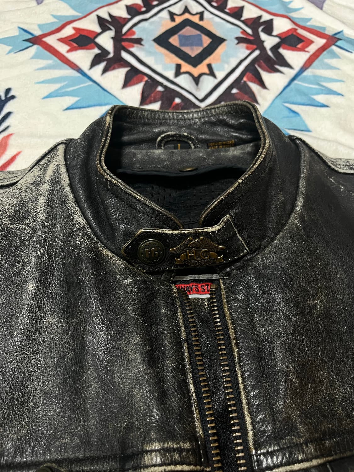 90's 퍼스트 기어 소가죽 모터사이클 자켓 42~44 상품이미지5