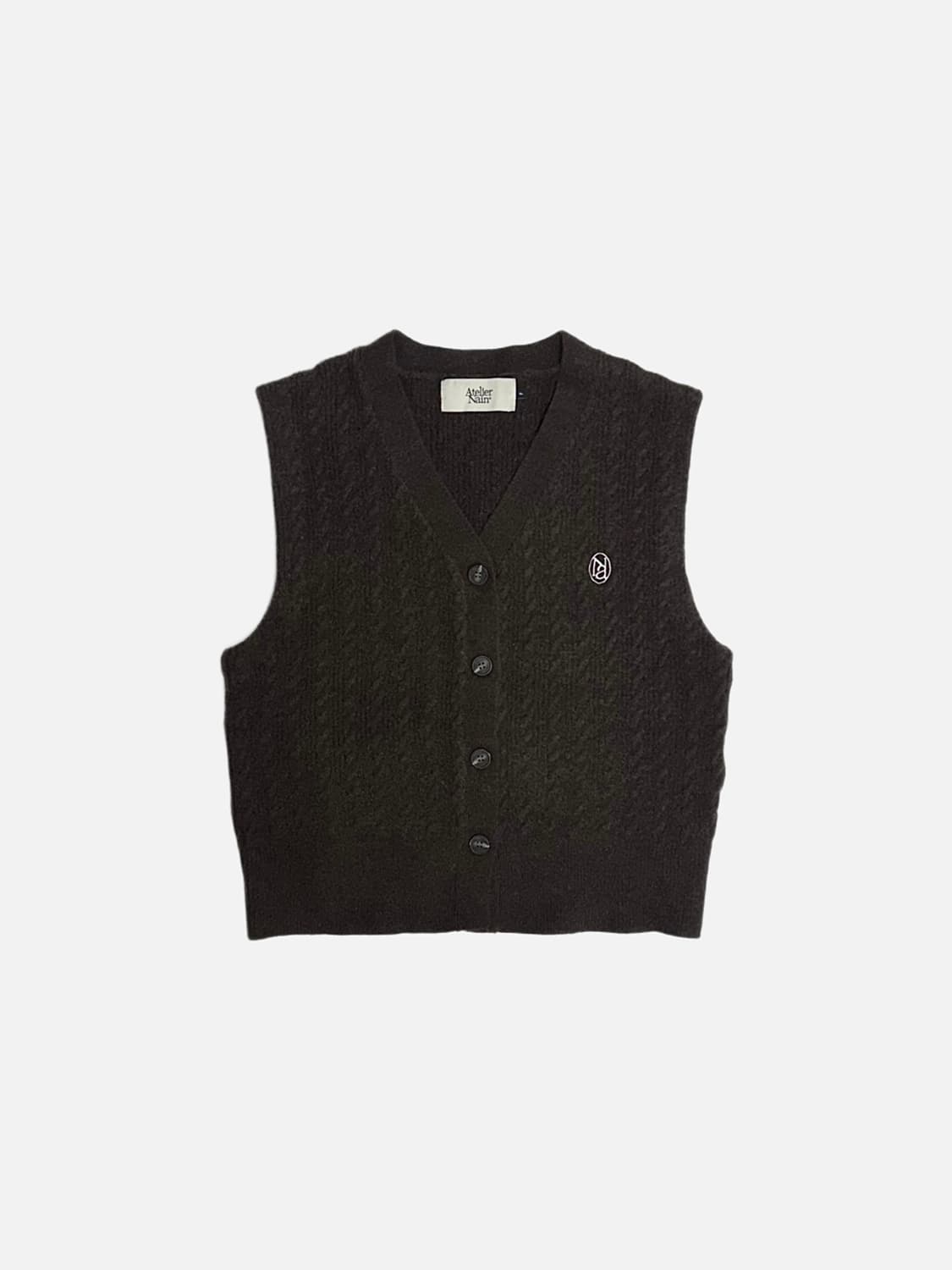 아틀리에 나인 케이블 브이넥 니트 베스트 조끼 상품이미지1