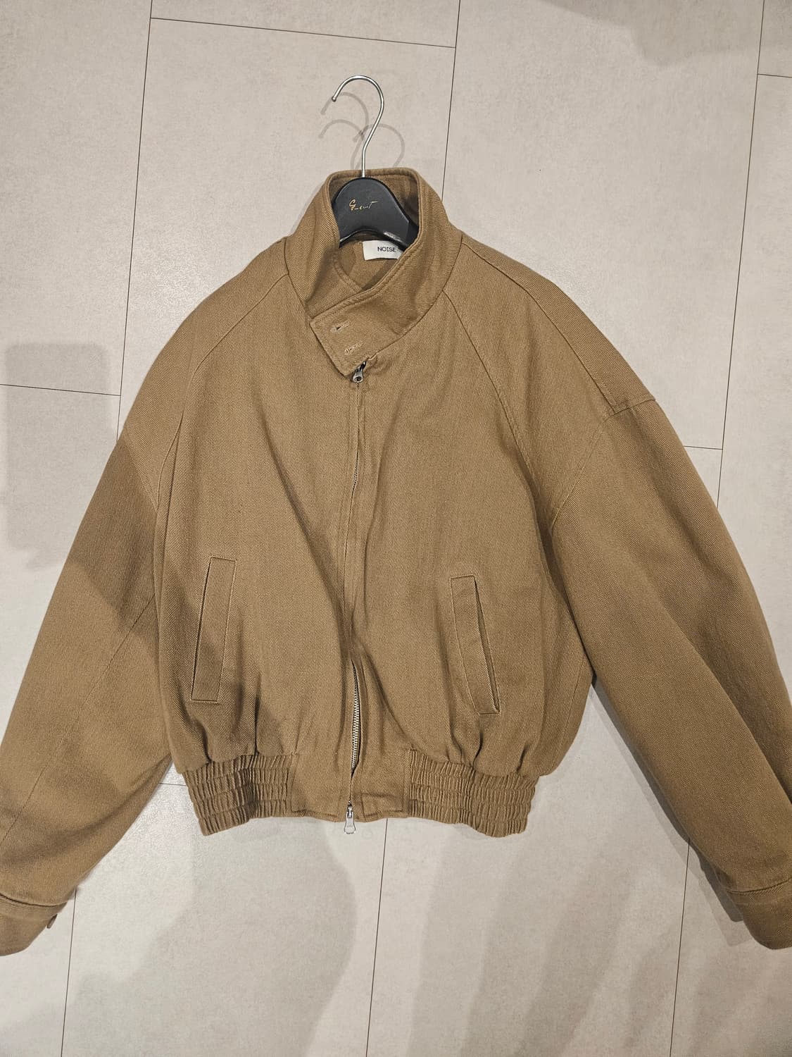 노이즈 워시드 코튼 헤링턴 점퍼 자켓 베이지 M 상품이미지2