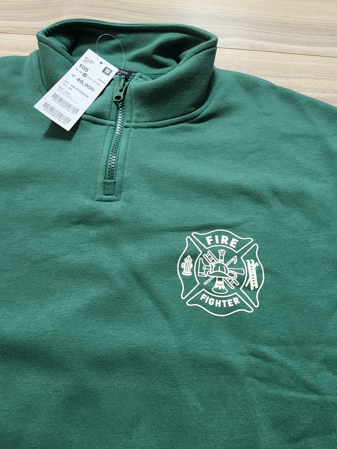 탑텐하프넥집업맨투맨기모티셔츠105그린 상품이미지3