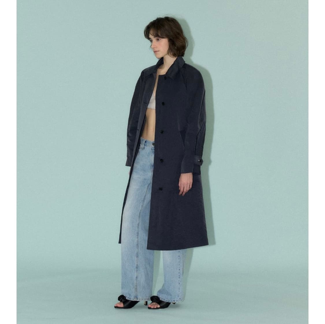 포에토 트렌치 코트 네이비 상품이미지7