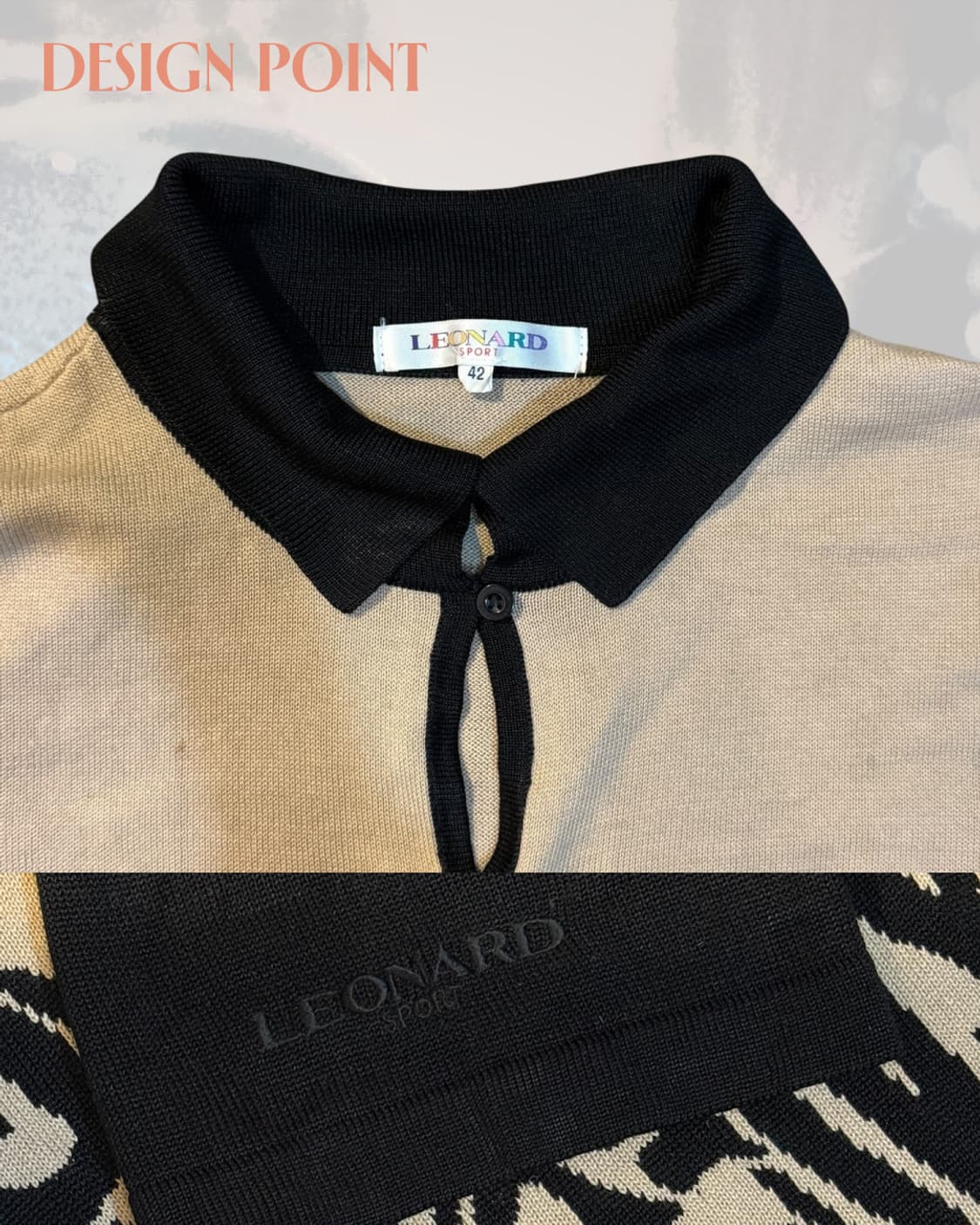 LEONARD SPORT 지브라 패턴 반팔 니트 폴로 톱 상품이미지8