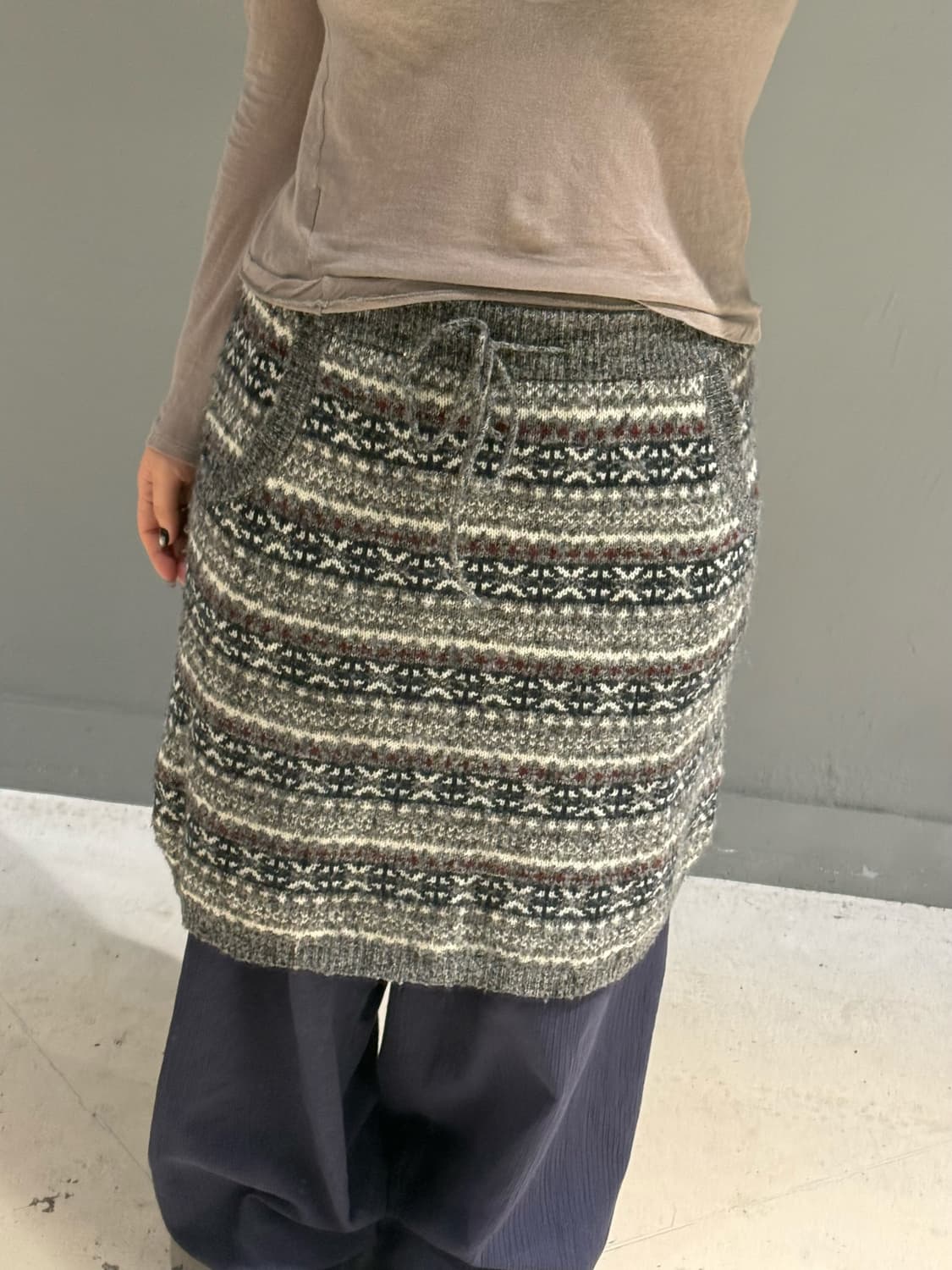 winter pattern knit midi skirt 상품이미지2