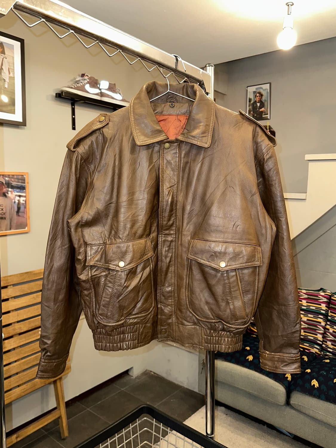 90’s Japanese shell-leather A-2 jacket 상품이미지3