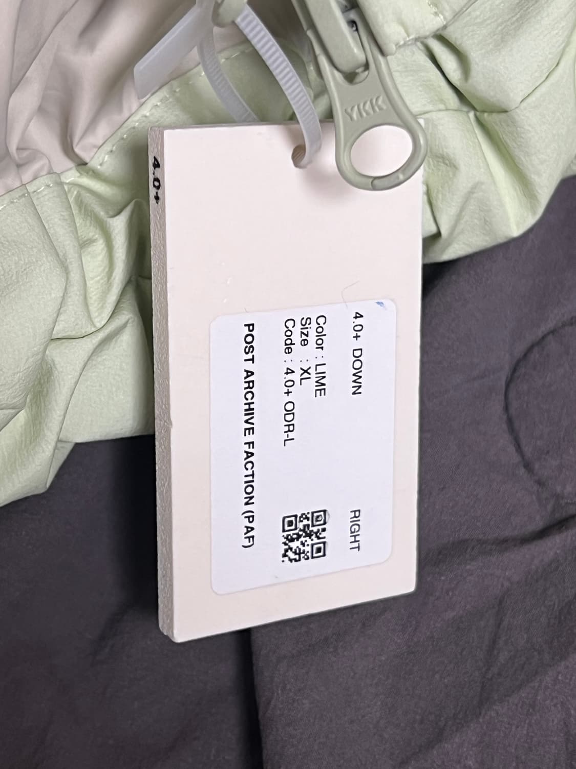 (XL) 포스트아카이브팩션 4.0+ right 패딩 (LIME) 상품이미지5
