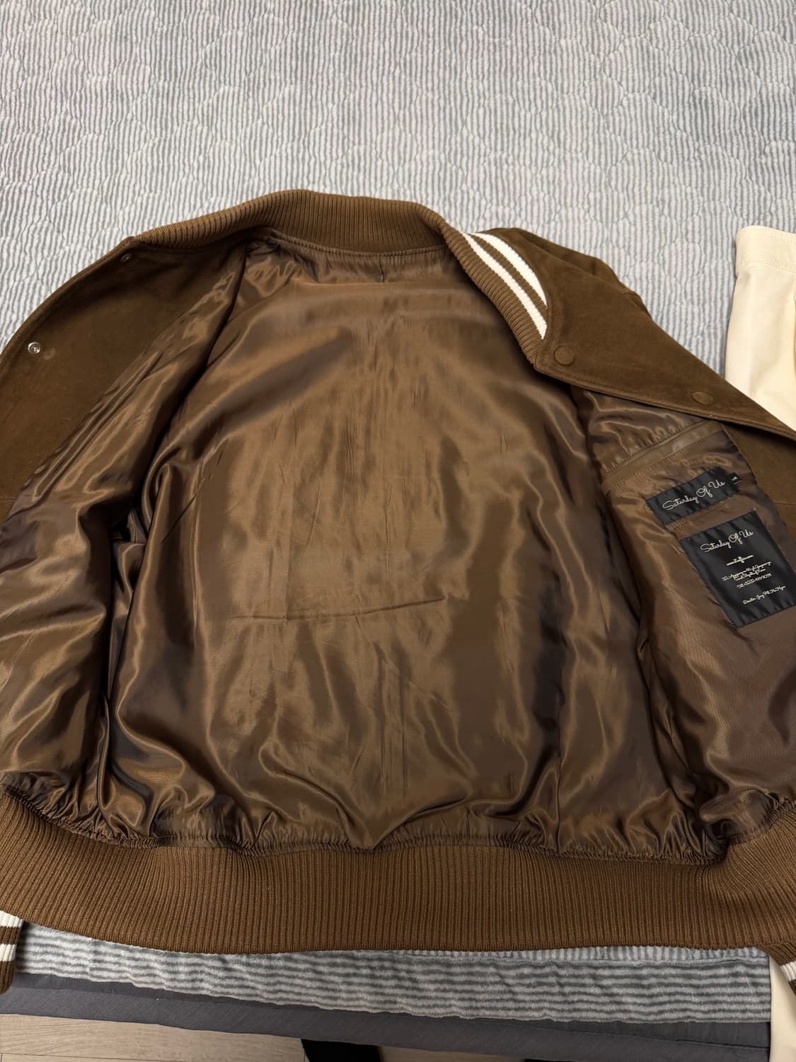 (M) 에스티유 스웨이드 바시티 자켓 브라운 상품이미지9