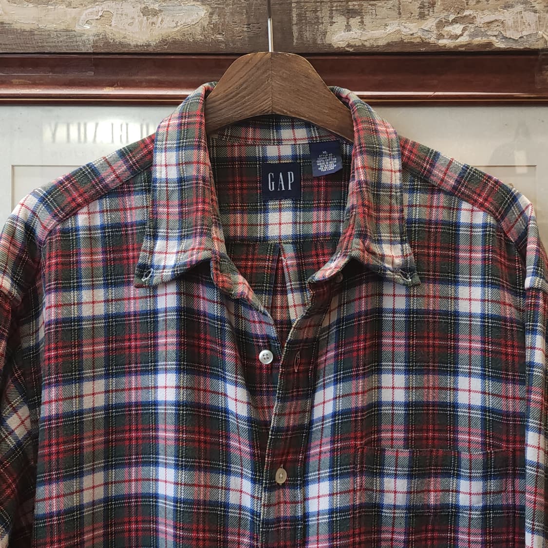 90s 올드갭 셔츠 아메리칸 체크셔츠 플레드셔츠 워크 포켓 L 상품이미지5