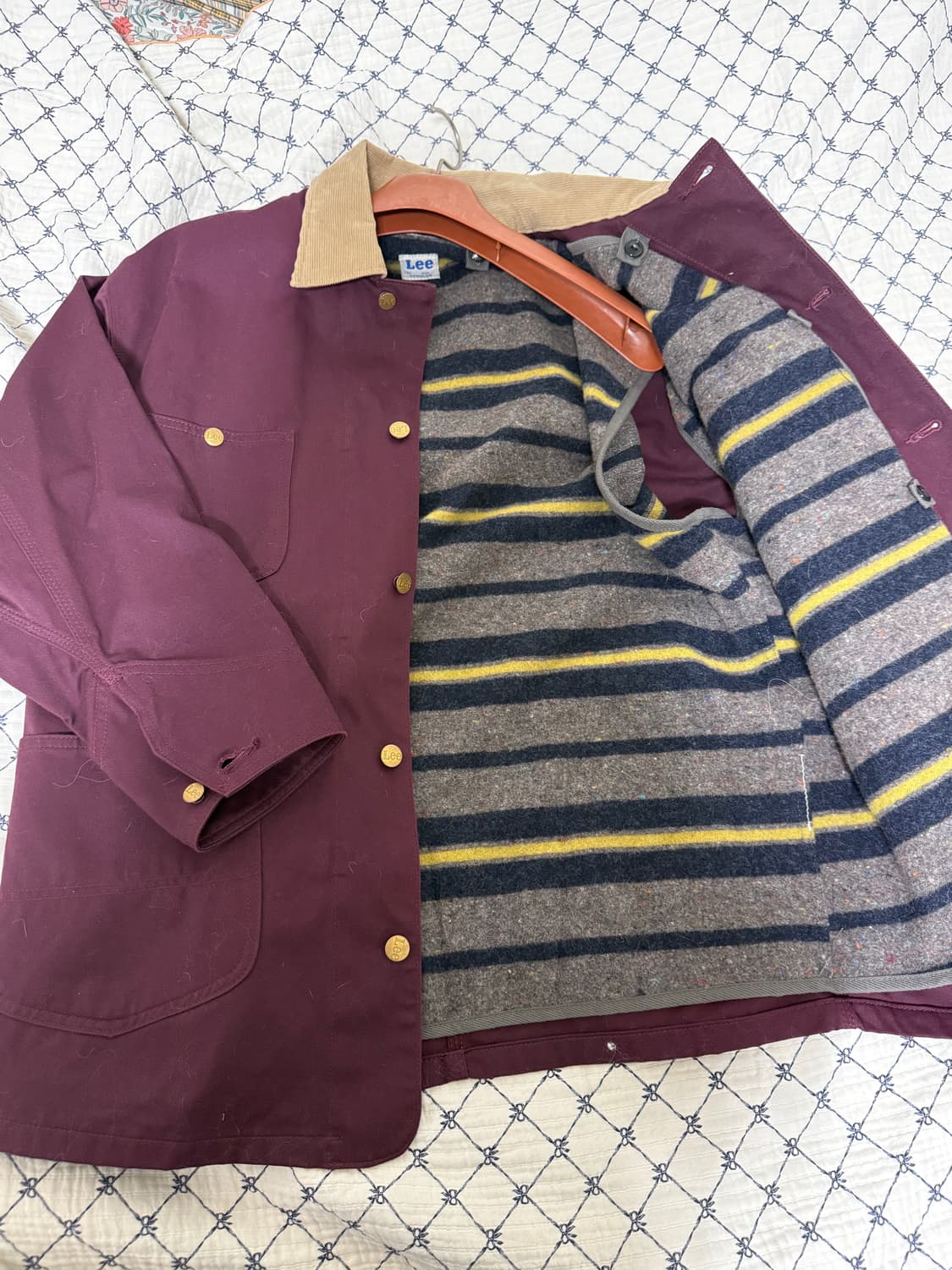Lee 리 워크 자켓 버건디 코듀로이 카라 팝니다! 상품이미지3