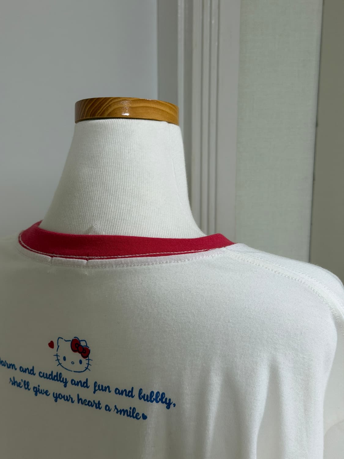 헬로키티 링거 레드 화이트 티셔츠 상품이미지4