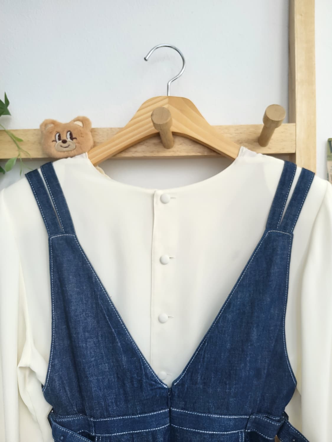 레이스 데님 멜빵 롱스커트 상품이미지6