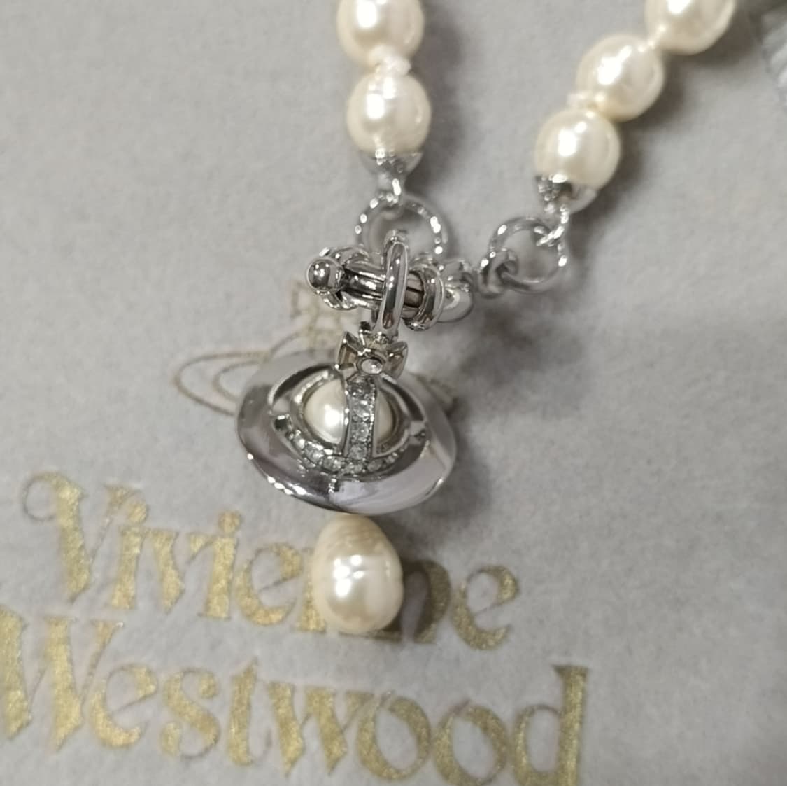 비비안웨스트우드 아카이브 진주 펄 레인드랍 orb 초커 목걸이 상품이미지4