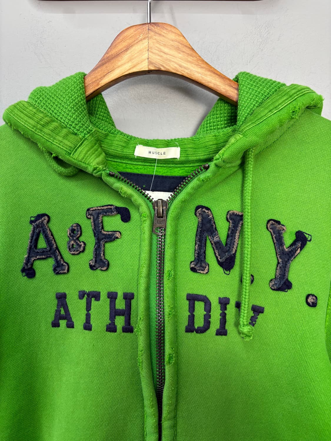 아베크롬비 센터 패치로고 그린 후드집업 A3227 상품이미지3