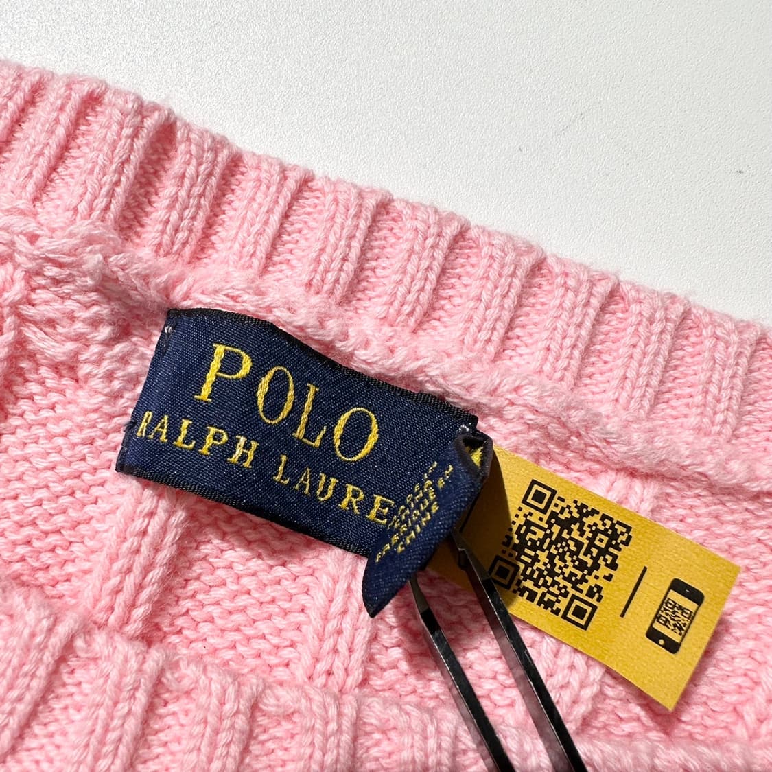 폴로 랄프로렌 케이블 라운드 반팔 니트 딸기우유 핑크 (신형QR) 상품이미지5
