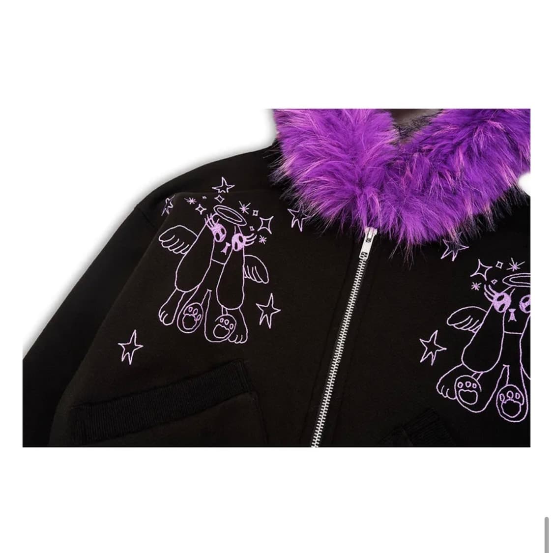 Youth bath 유쓰배쓰 크롭 퍼 후드집업 상품이미지5