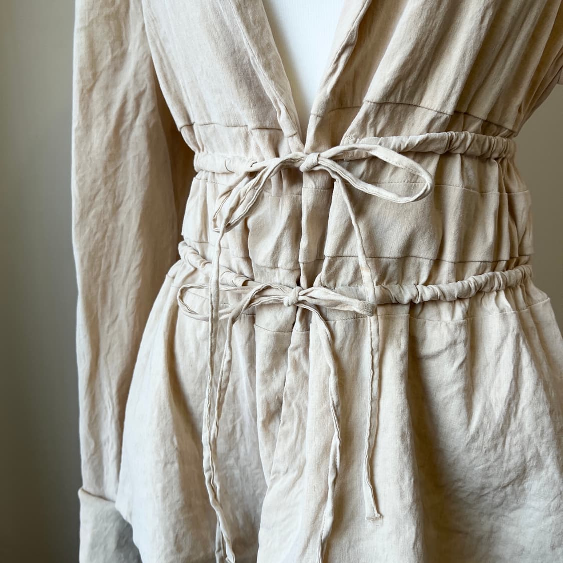 linen ribbon shirt 상품이미지3