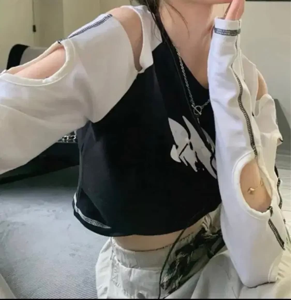 워머 크롭 긴팔 빈티지 y2k 힙 고프코어 스트릿패션 상품이미지3