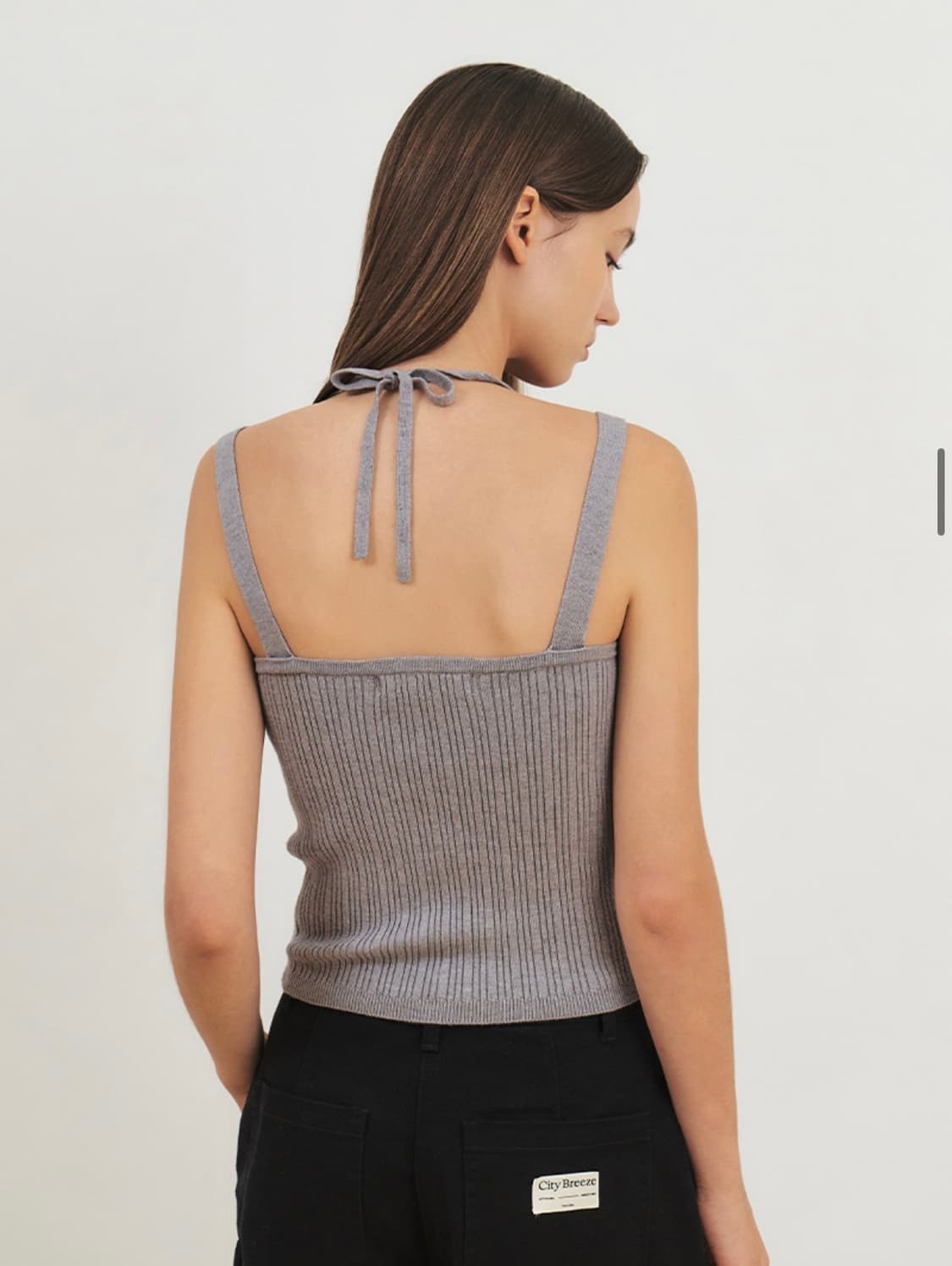 시티브리즈 골지 홀터넥 슬리브리스 가디건 세트_GREY 상품이미지3