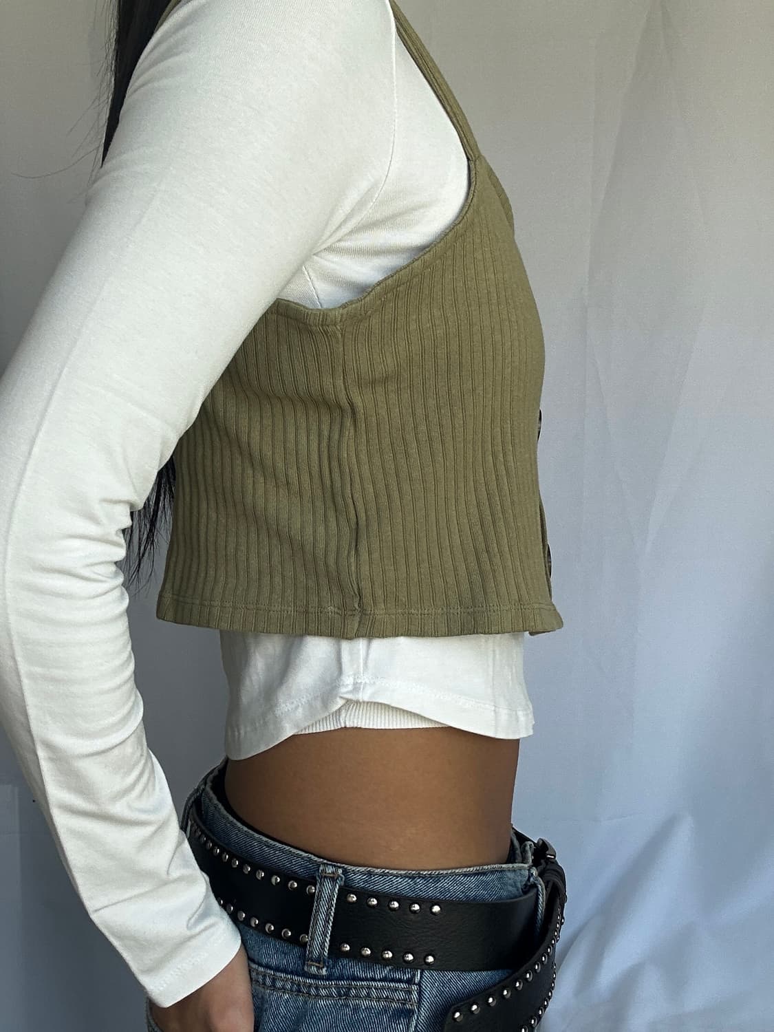 빈티지 GU 올리브 뷔스티에 나시 상품이미지4