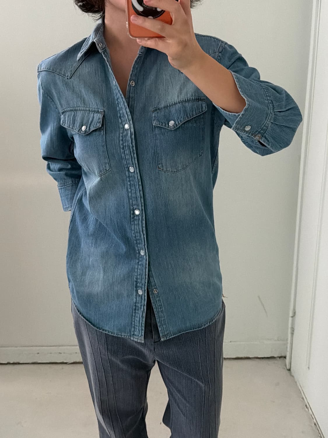 일본빈티지 우먼 데님 웨스턴셔츠 상품이미지3