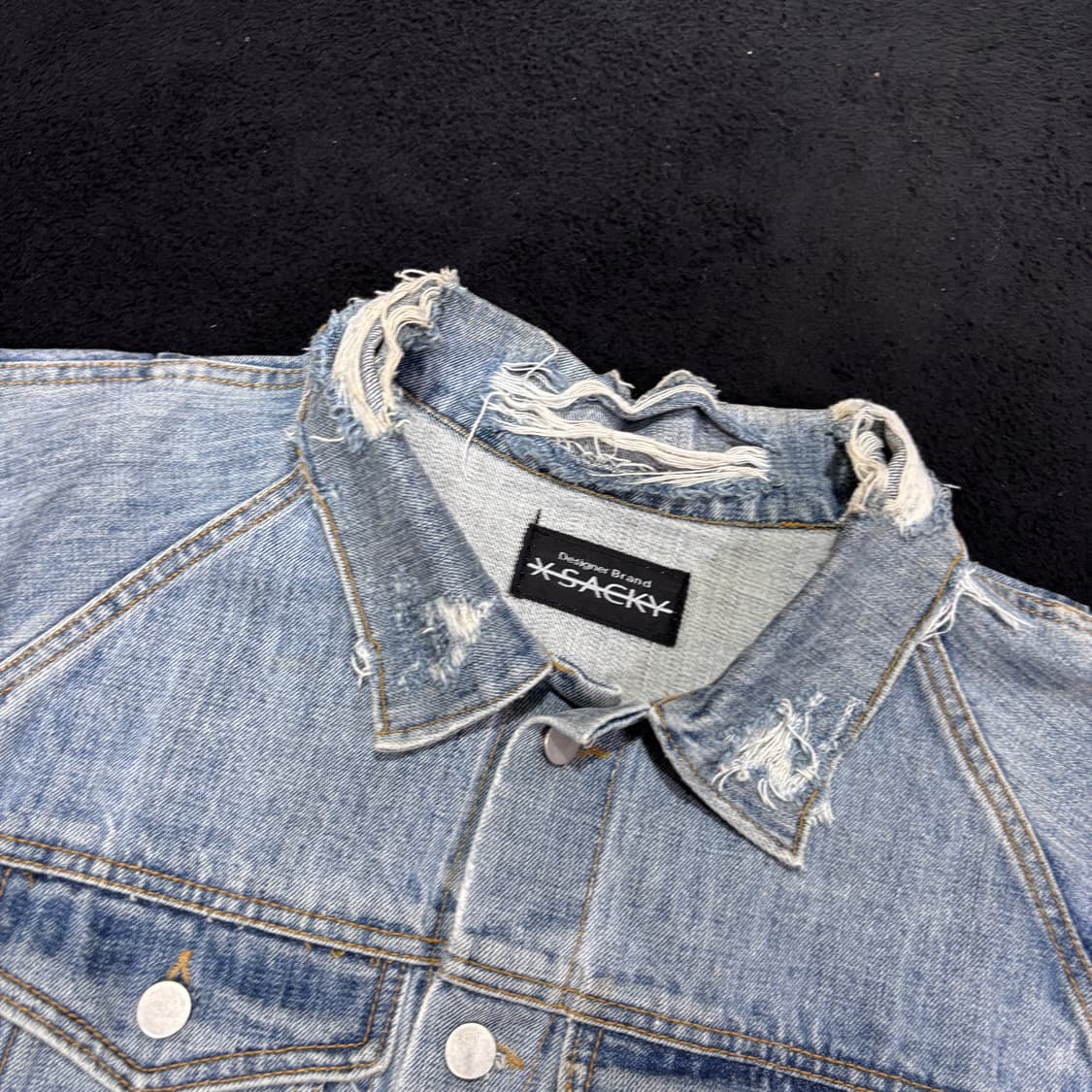 FREE 엑스사키 X-SACKY 연청 데미지 데님자켓 상품이미지3