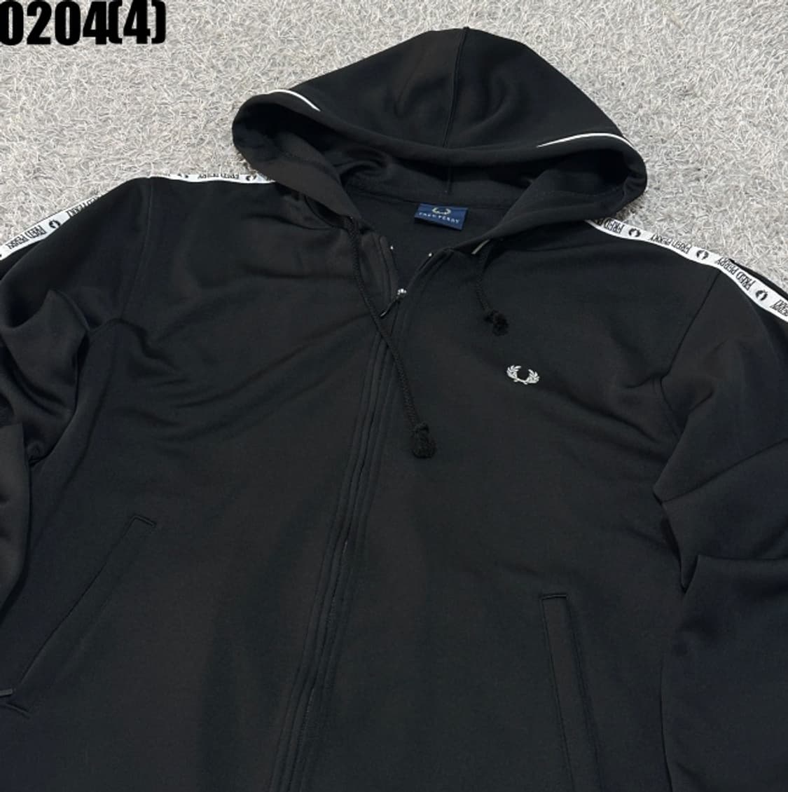 [실측확인] 프레드페리 테이프라인 블랙 트랙자켓 후드 집업 0204(4) 상품이미지2