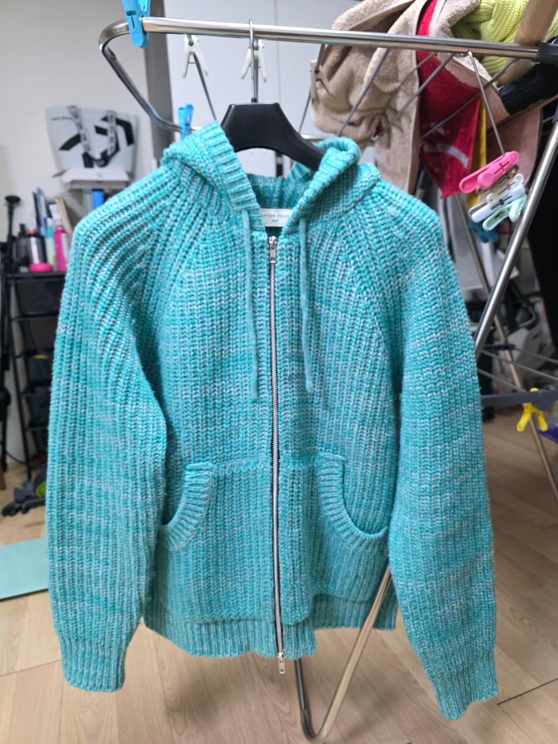 애프터프레이 인타르시아 후디 집업 니트 민트 S 상품이미지1