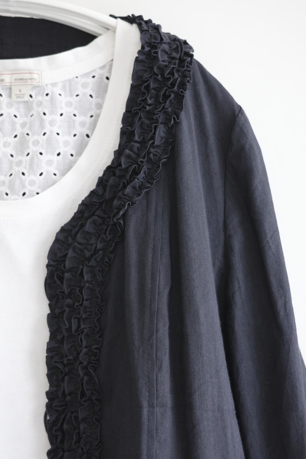 REIKO-TAKASHIMA 블랙 린넨 프릴 자켓 상품이미지4
