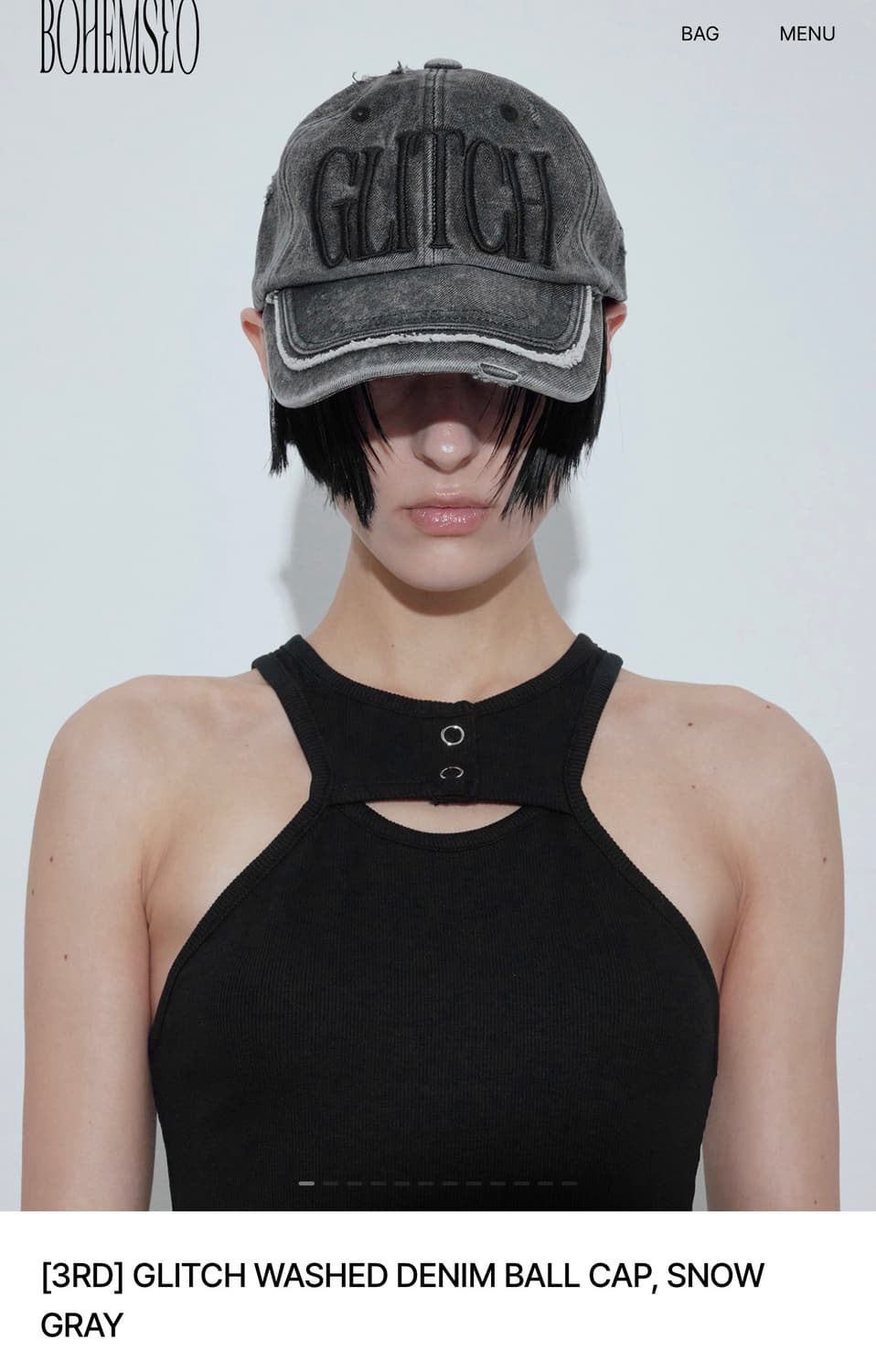 보헤미안서울 GLITCH WASHED DENIM BALL CAP 상품이미지1