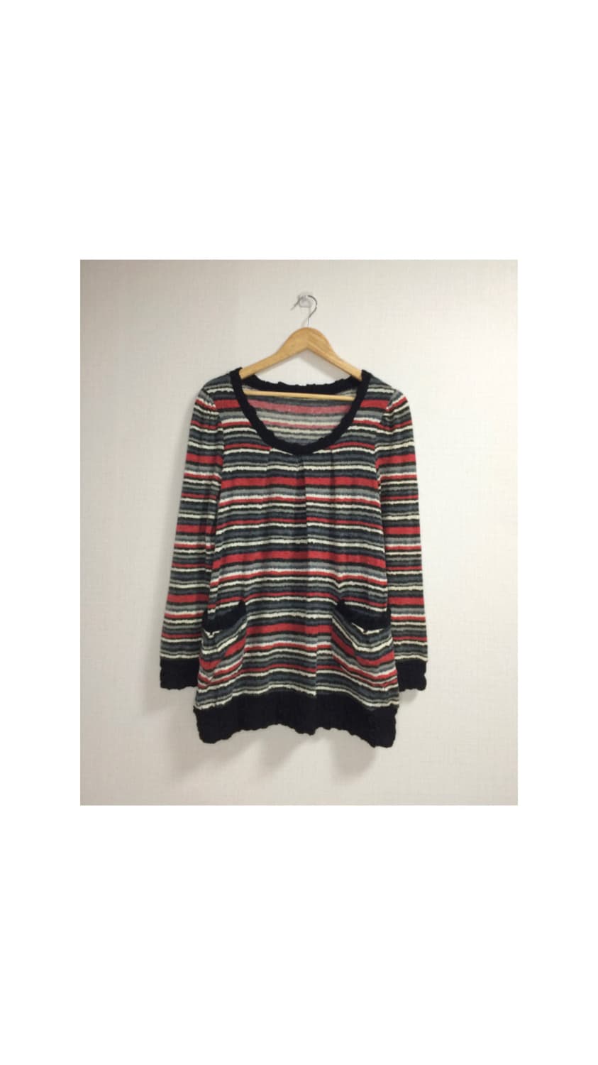 빈티지 컬러풀 셔링 니트 튜닉 상품이미지1