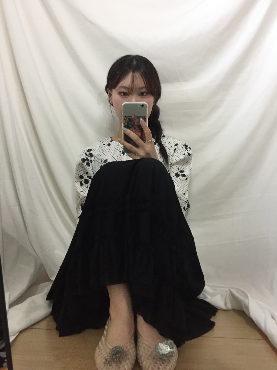 꽃 도트 블라우스 상품이미지4