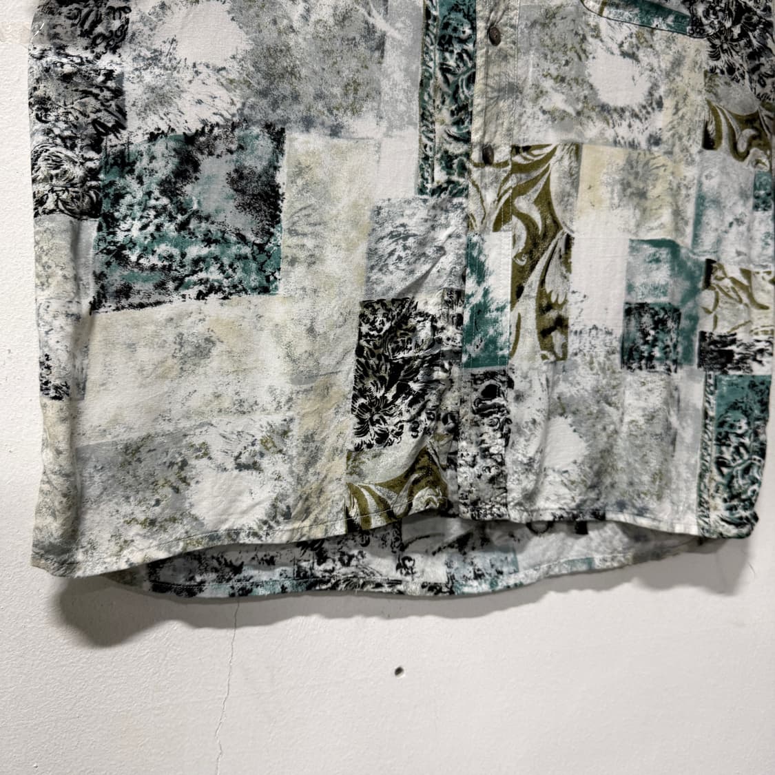 VTG 빈티지 컬러블락 호피 패턴 레이온 반팔 셔츠 상품이미지3