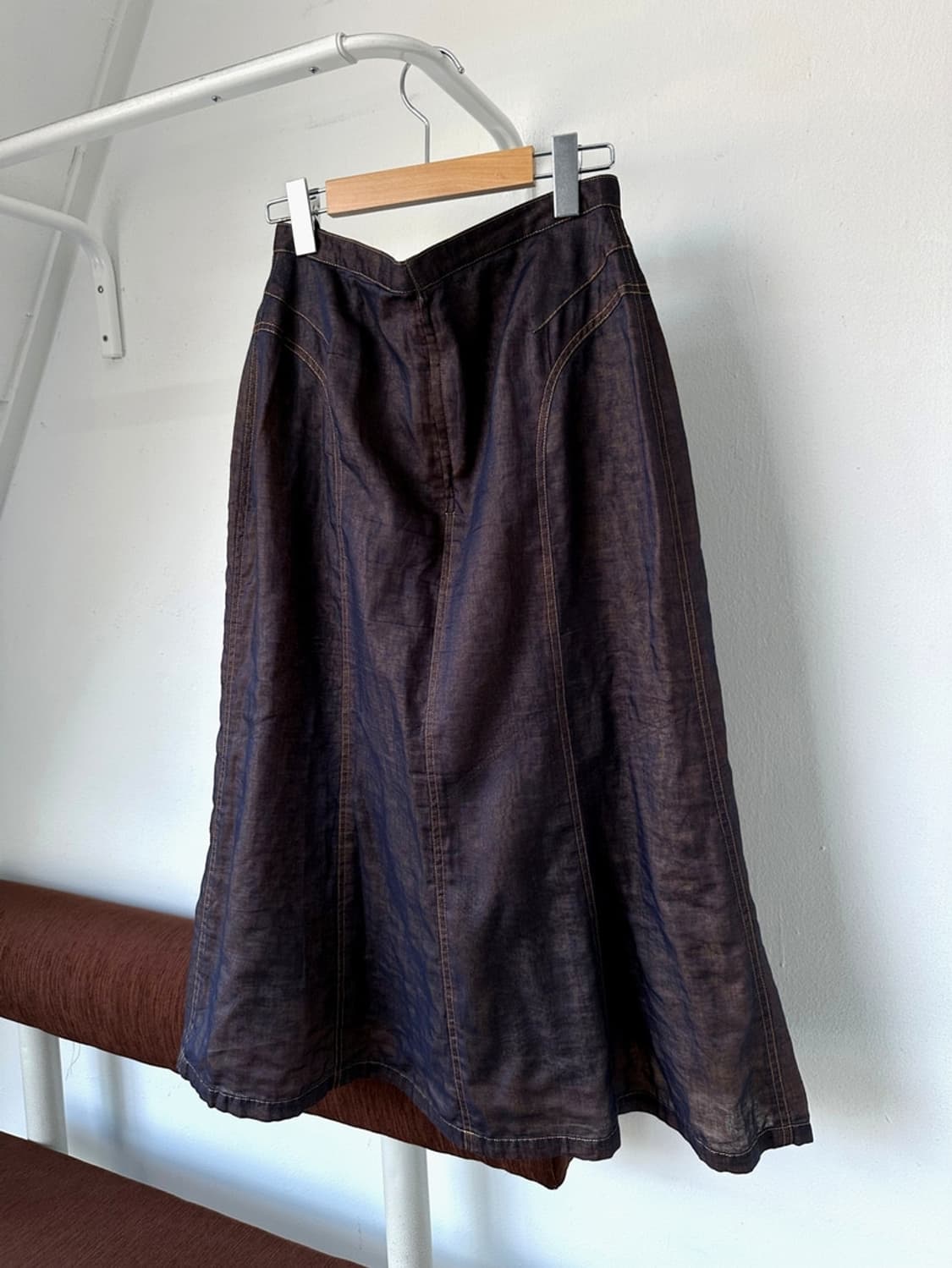 Sheer fabric layered design loose skirt 상품이미지6