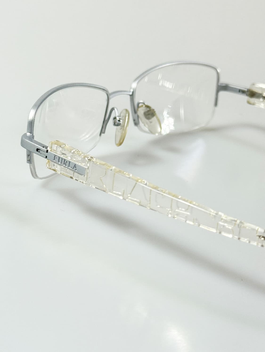 90s FURLA 실버 스퀘어 반무테 빈티지 안경 상품이미지4