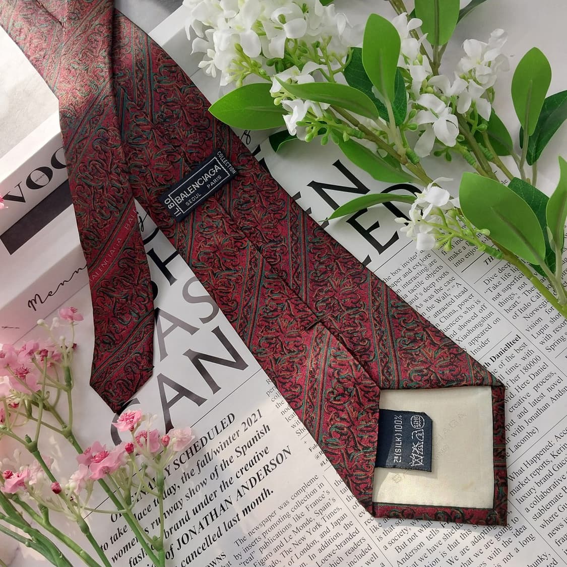 발렌시아가 실크 브라운 페이즐리 넥타이 8.5cm A+~A등급 K1820 상품이미지4