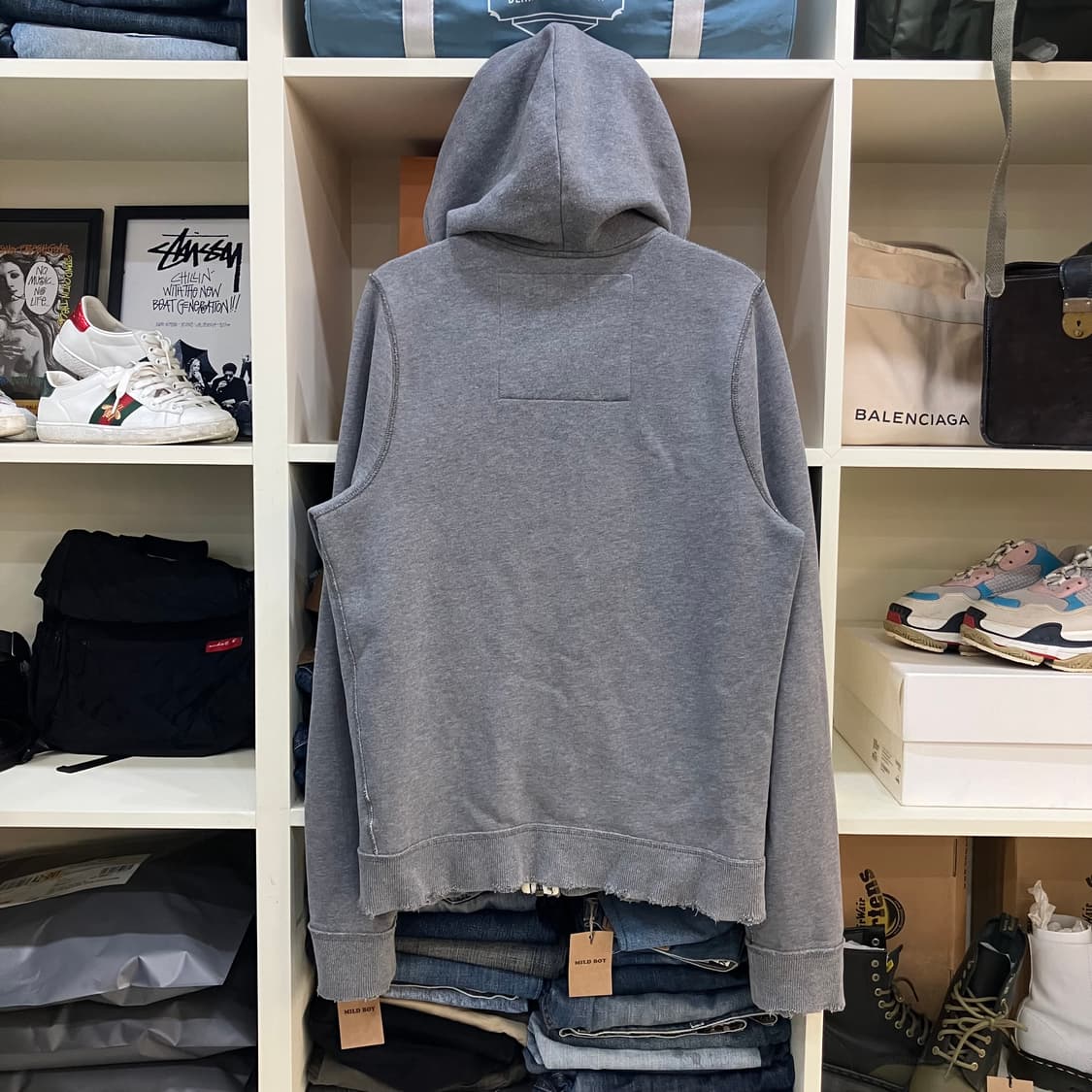 아베크롬비 데미지 디테일 그레이 후드집업 L 상품이미지3