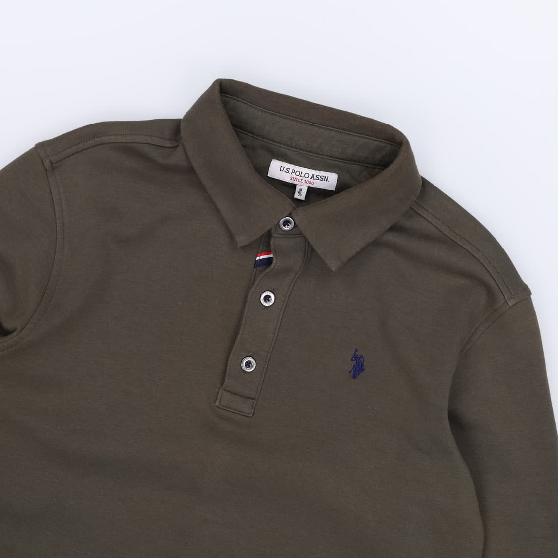 [95] US 폴로 기모 피케 긴팔 카라 티셔츠 카키 3877 상품이미지3