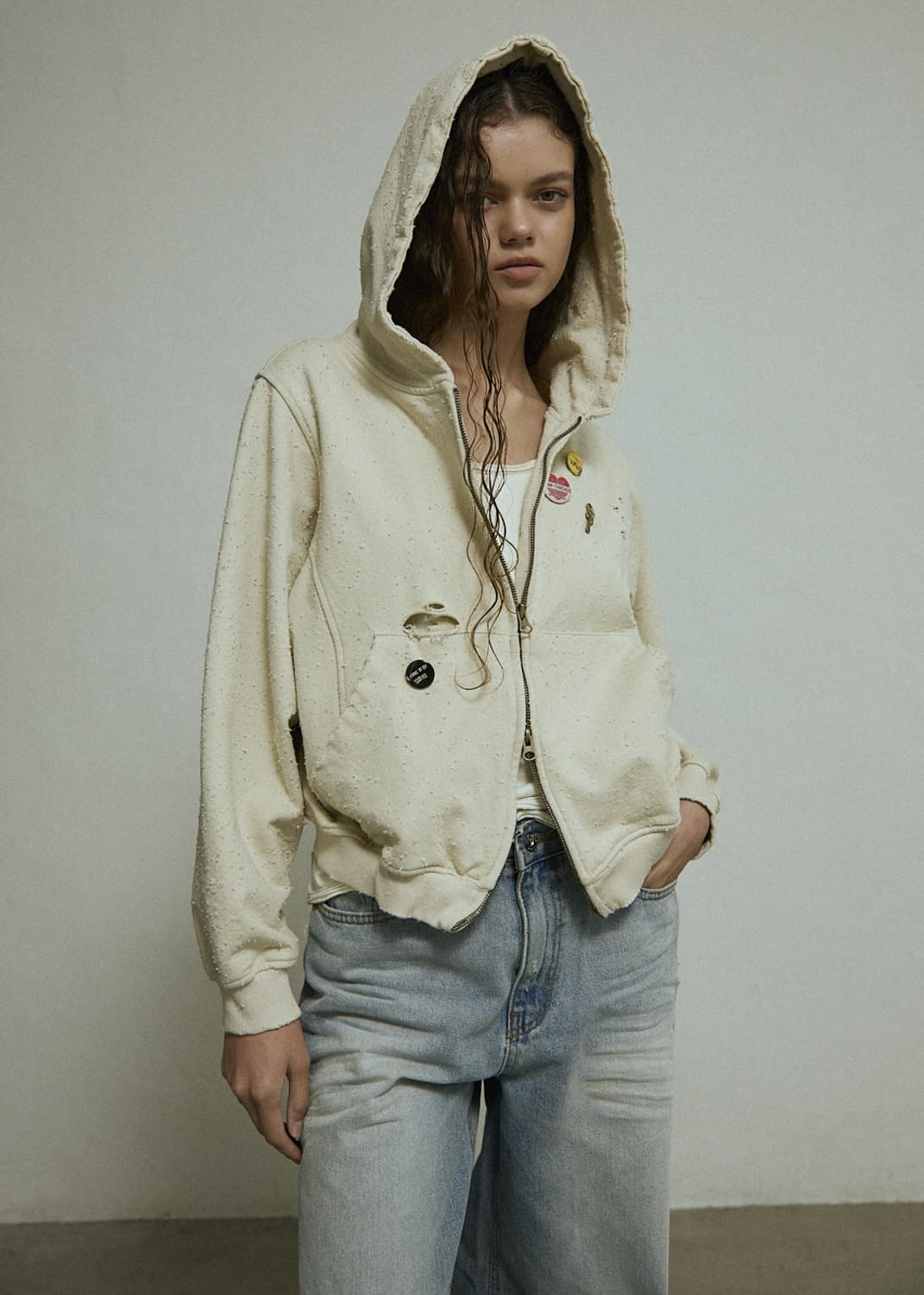 wknd project 데미지 투웨이 후드 상품이미지2