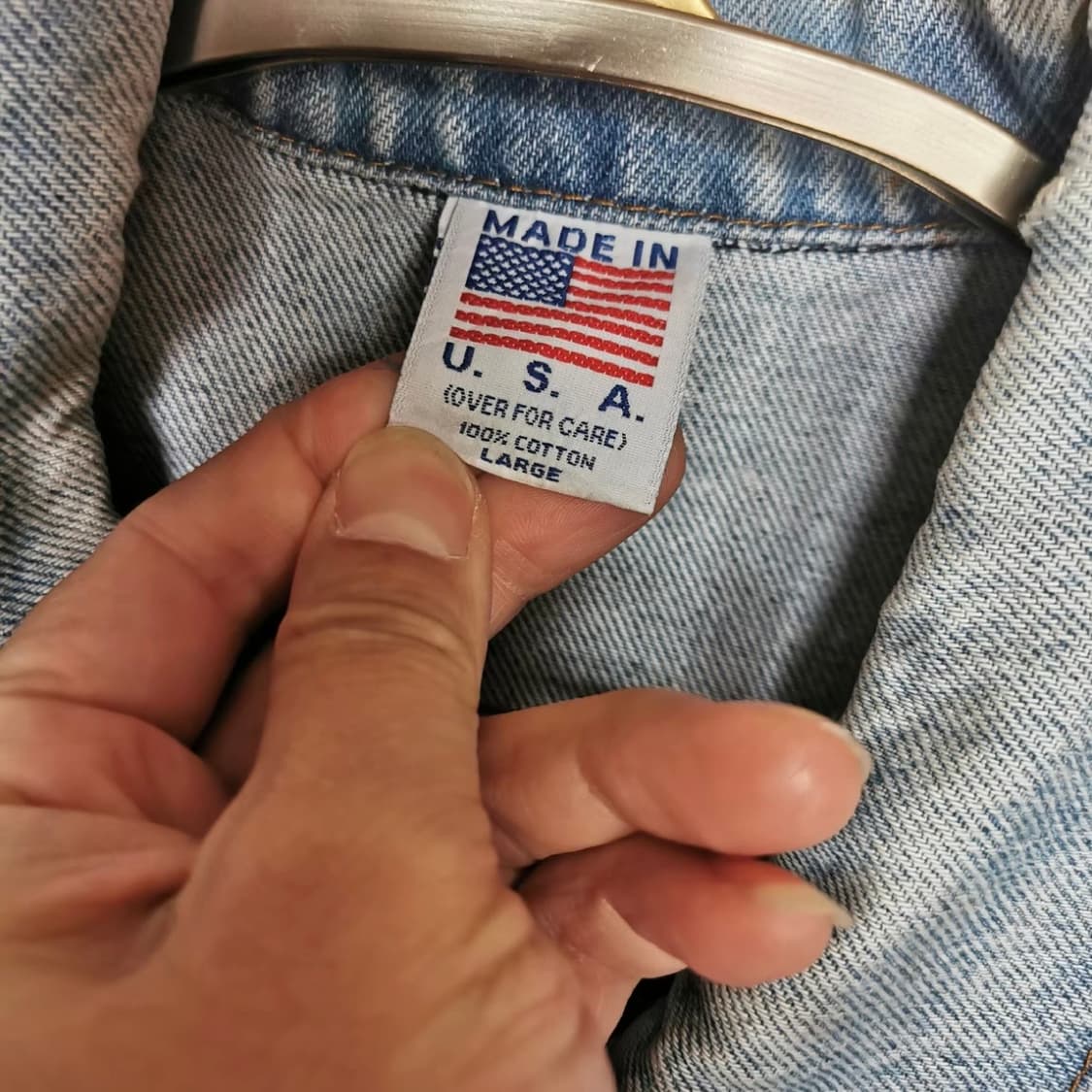 90s Made in USA 입체 프린트 데님 워크 자켓 상품이미지4