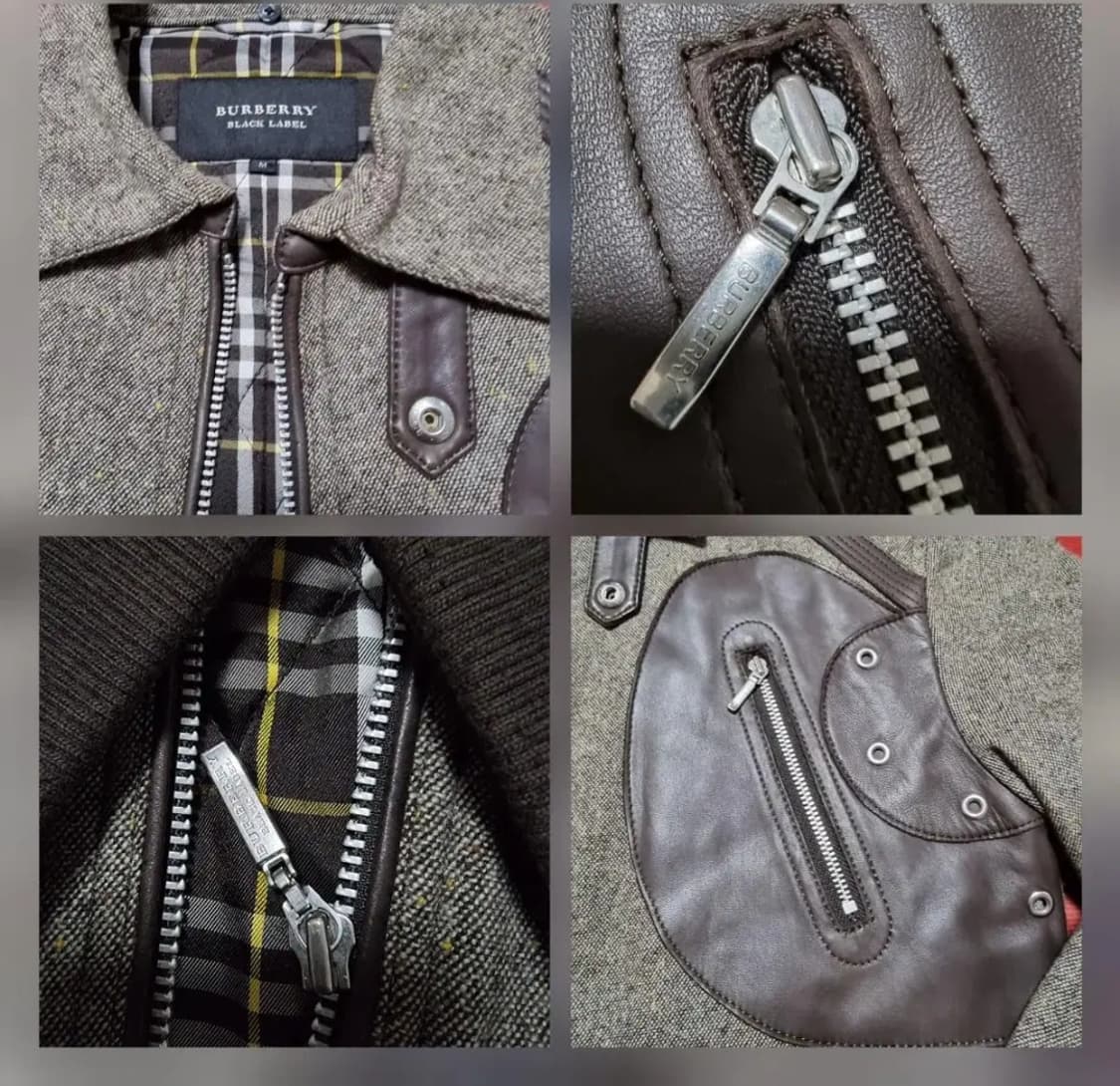 (M) 버버리헤링본자켓 버버리블랙라벨 버버리가죽자켓 상품이미지7