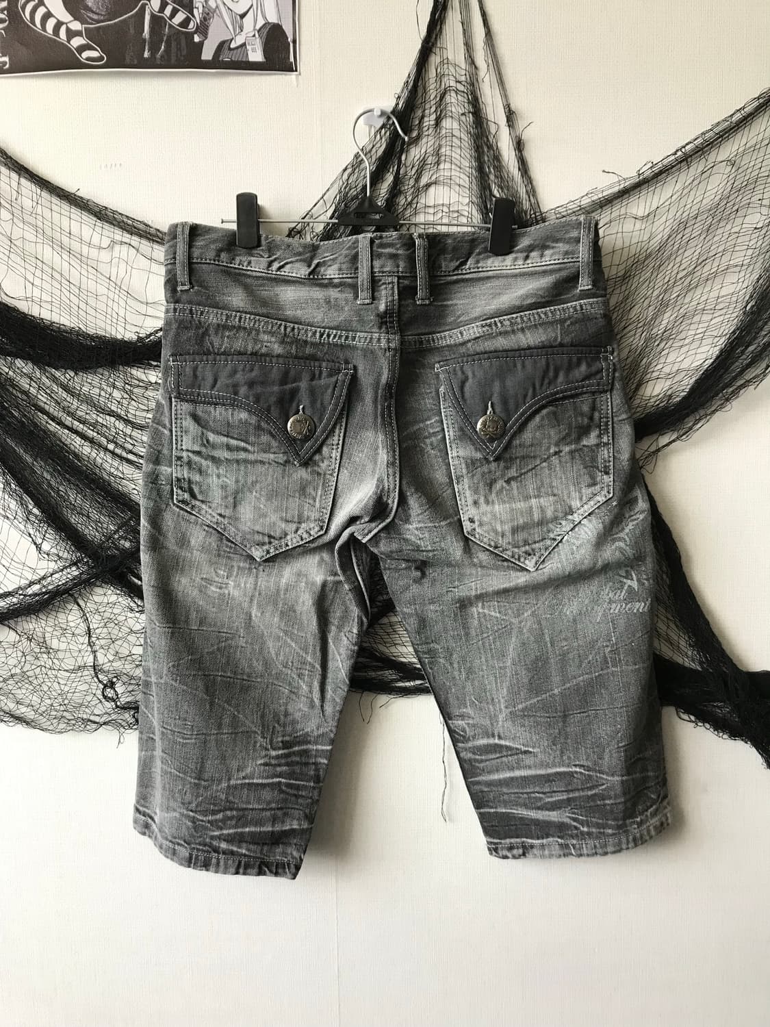 00s punk web detailed half jeans  상품이미지3