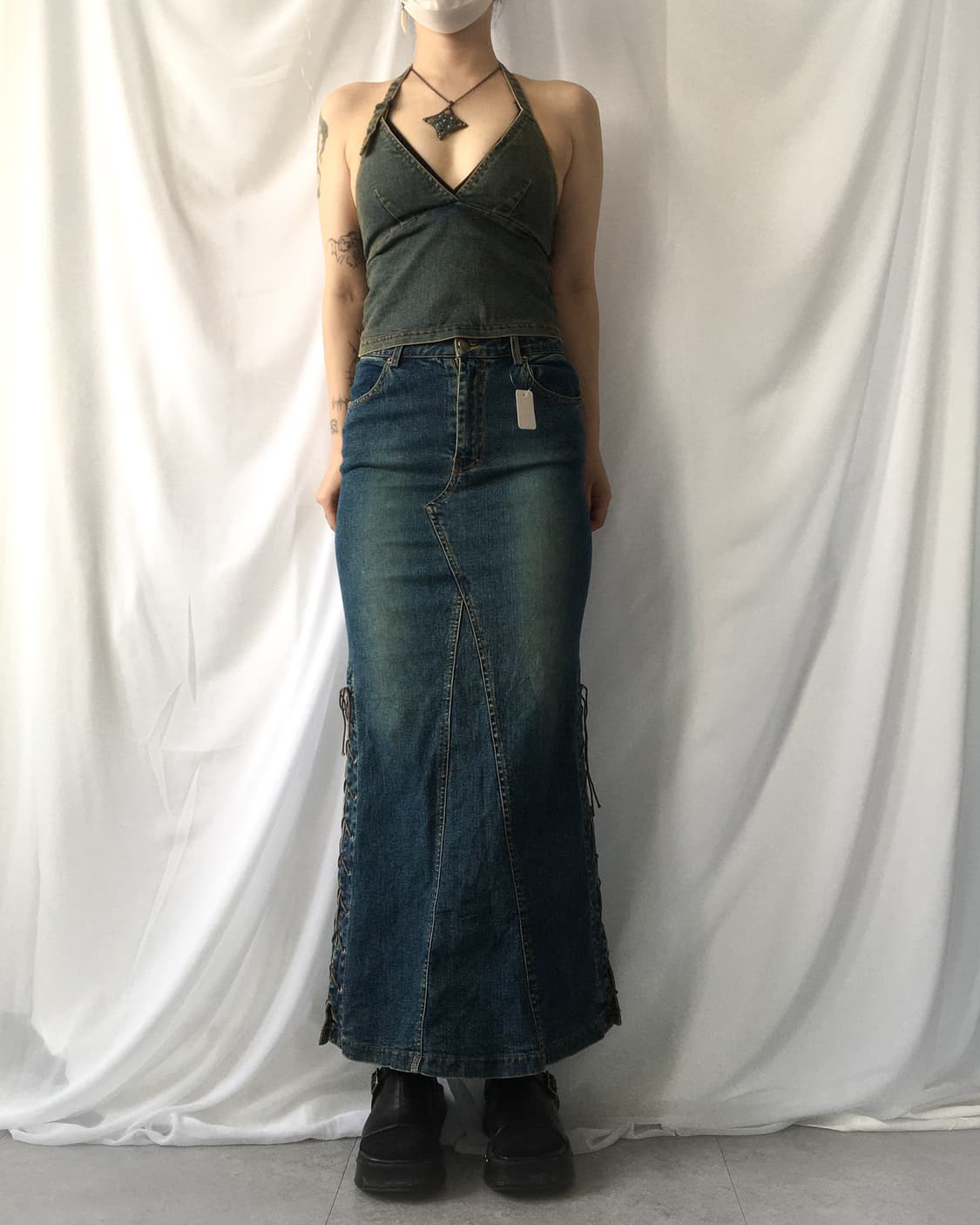 Holter neck denim top 상품이미지4