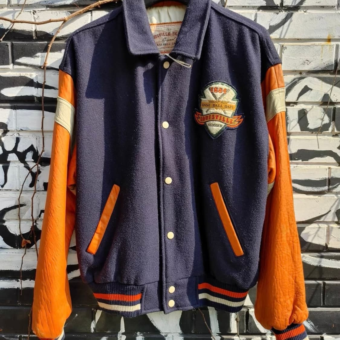 80s-90s USA 빈티지 울/레더 바시티 자켓 상품이미지1