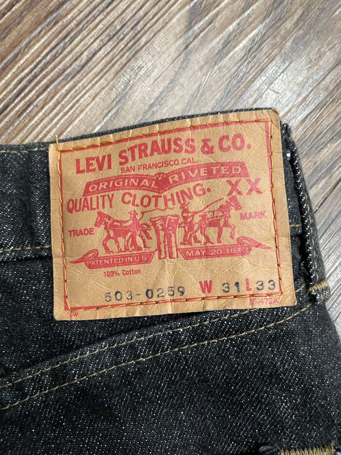 90년대 일본 리바이스 503 흑청 데님 팬츠 블랙진 상품이미지10